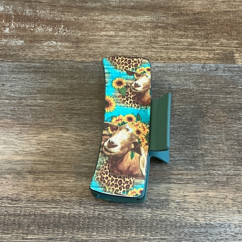 Sunflower Cow Print Hair Clip